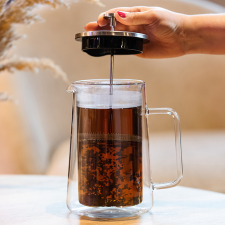 Vialli Design french press DIVA szklany z podwójną ścianką 1l srebrny mat - obrazek 6