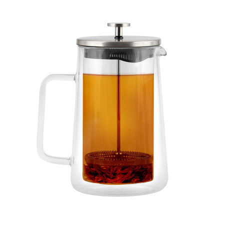 Vialli Design french press DIVA szklany z podwójną ścianką 1l srebrny mat - obrazek 3