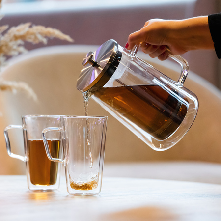 Vialli Design french press DIVA szklany z podwójną ścianką 1l srebrny mat - obrazek 4