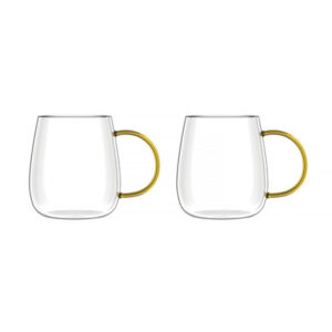 Vialli Design - Bolla zestaw dwóch szklanek z żołtym uchem 400ml