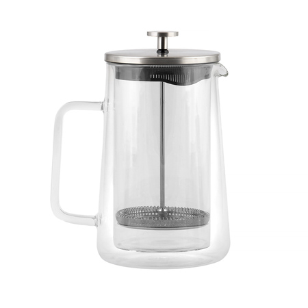 Vialli Design french press DIVA szklany z podwójną ścianką 1l srebrny mat