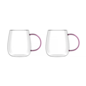 Vialli Design - Bolla zestaw dwóch szklanek z różowym uchem 400ml