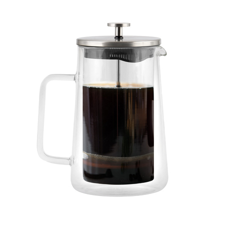 Vialli Design french press DIVA szklany z podwójną ścianką 1l srebrny mat - obrazek 2