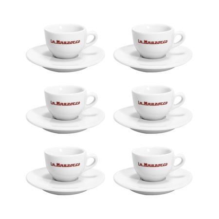 La Marzocco - zestaw 6 filiżanek ze spodkami do espresso Strada 65 ml - biały