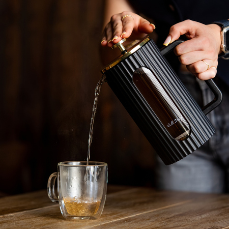Vialli Design - french press szklany LIVIO 1l czarno-złoty - obrazek 3
