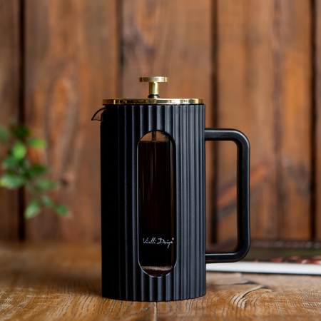 Vialli Design - french press szklany LIVIO 1l czarno-złoty - obrazek 5
